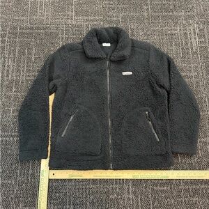 Columbia Black Sherpa Fleece Full Zip Jacket Cozy Outdoor Winter Medium Ski Gear